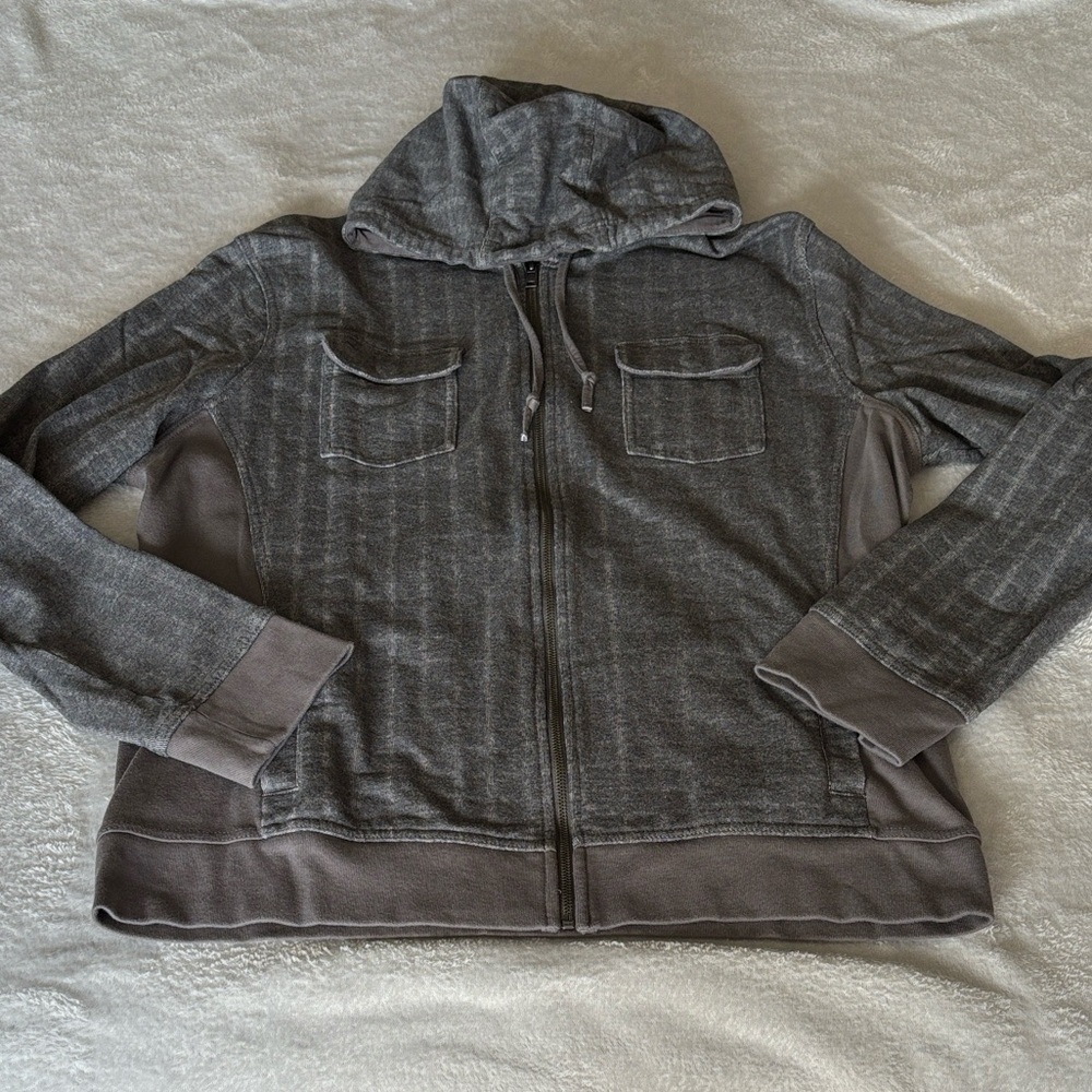 Rock & Republic Men's Charcoal Full Zip Hooded Jacket Size XXL EUC